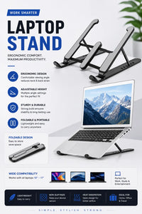 Adjustable laptop stand for desk and workspace