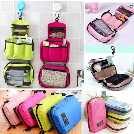 Foldable toiletry hanging bag travel organizer