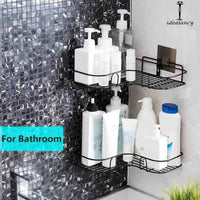 Self-adhesive triangular bathroom corner rack