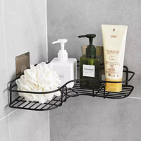 Self-adhesive triangular bathroom corner rack
