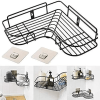 Self-adhesive triangular bathroom corner rack