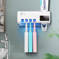Electric toothbrush sterilizer and dispenser installed in bathroom