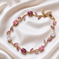 Luminous gold-plated crystal tulip bracelet with floral design