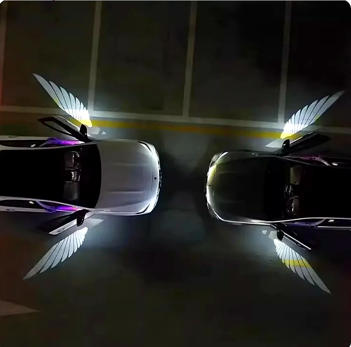 Angel Wing LED Side Mirror Projection Lights Dynamic Welcome Lamp