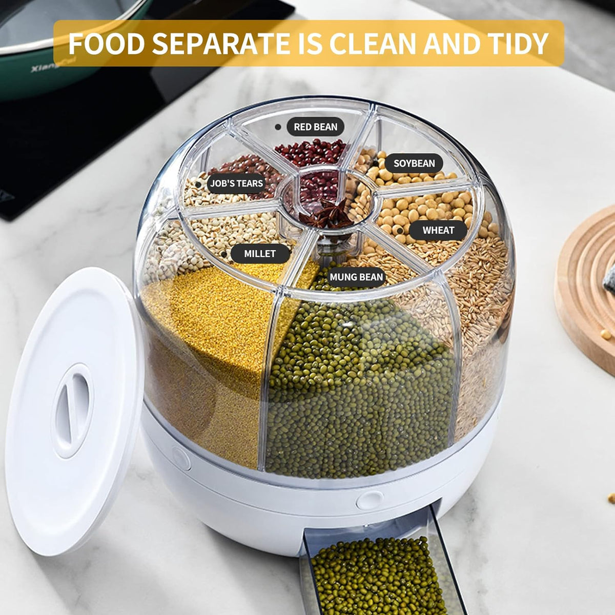 Rotating rice barrel and grain storage container