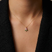 Miniature tulip pendant necklace with premium gift box