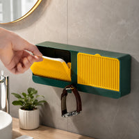 Wall mounted soap holder for bathroom and sink